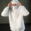 Beyaz Kar Maskeli Ninja Unisex Sweatshirt Hırka kalın polar