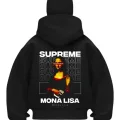 Supreme Baskılı Siyah Samuray Kar Maske Sweatshirt Hırka