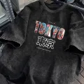 Tokyo Baskılı Yıkamalı Vintage Unisex Oversize T-Shirt