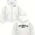 Unisex Oversize Beyaz Los Angeles Usa Baskılı Maskeli Hoodie