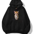 Unisex Sad Cat Sweatshirt Siyah