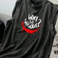 Why So Serious Kolsuz Atlet Bisiklet Yaka Yıkamalı Vintage Unisex Oversize T-Shirt