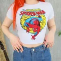 Y2K SPİDERMAN BEYAZ THE AMAZİNG SPİDERMAN CROP TOP