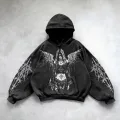 Yıkamalı Angel Wings Women Gothic Kapüşonlu Sweatshirt