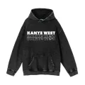 Yıkamalı Kanye West Vintage Kapüşonlu Sweatshirt