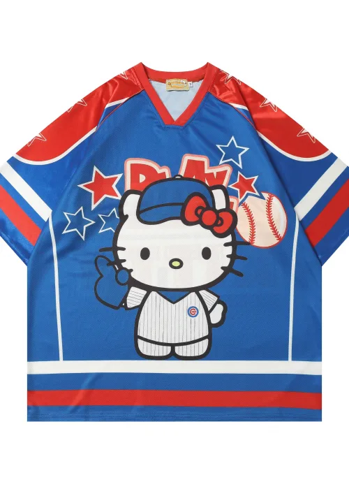 Hello Kitty Cute Mavi Jersey Oversize Forma