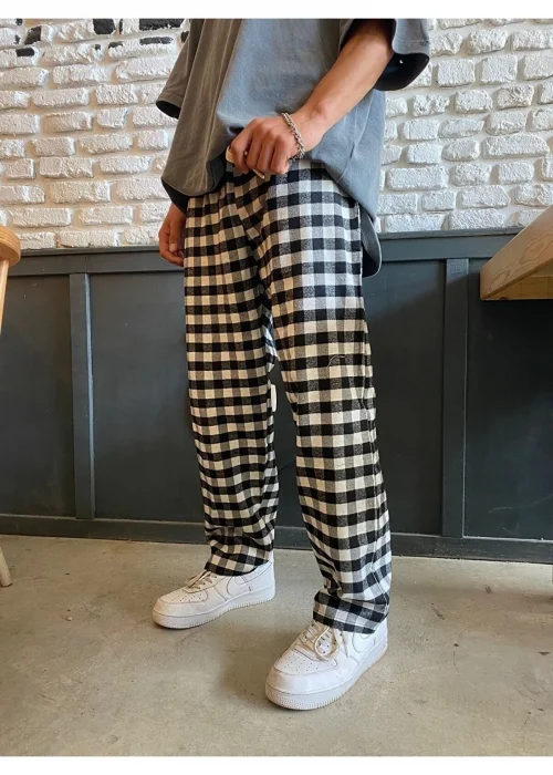 Siyah Ekose Desen Bel Lastikli Siyah Pijama