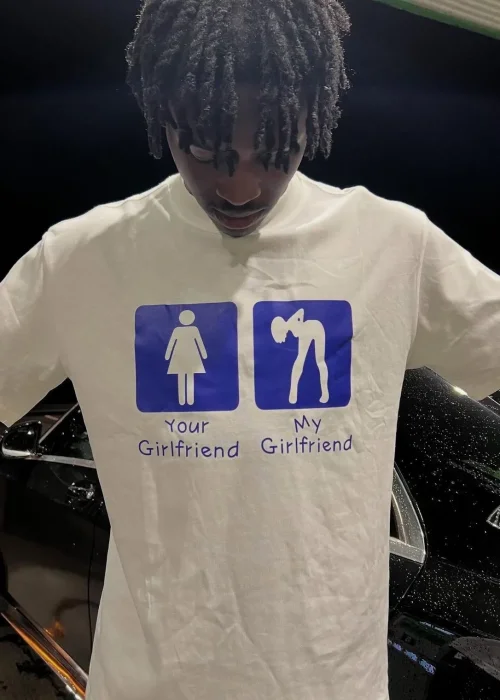 Your Girlfriend Vs My Girlfriend Baskılı Oversize T-Shirt