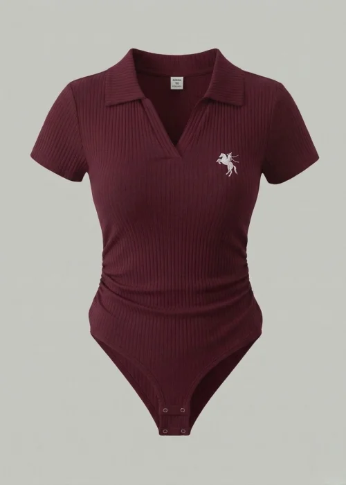 Bordo Polo Yaka Fitilli Likralı Premium Zıbın