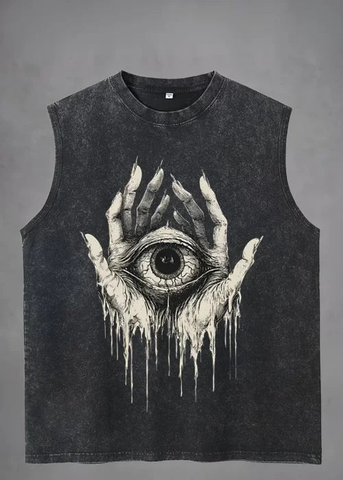 Cosmic Eye Unisex Vintage Eskitme Yıkamalı Atlet
