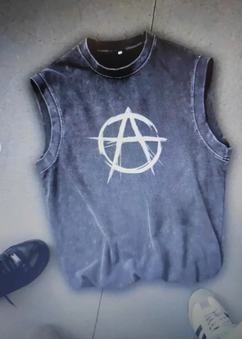 Anarchy Atlet Bisiklet Yaka Yıkamalı Vintage Unisex Oversize T-Shirt