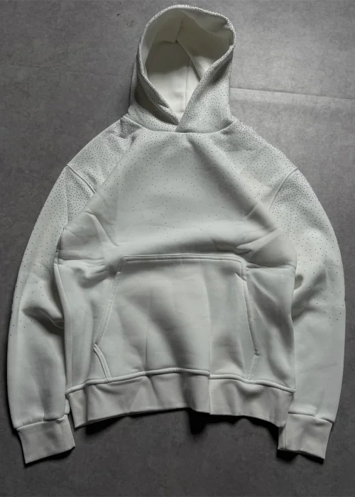 Beyaz Özel Seri Oversize Taşlı Sweatshirt