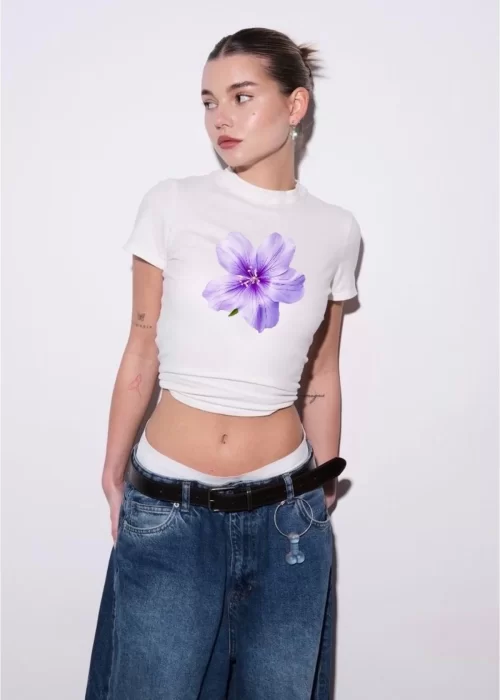 Çiçek Baskılı Trend Baskılı Crop Top