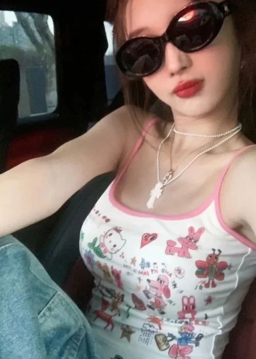 Cute Hello Cat Askılı Pembe Crop