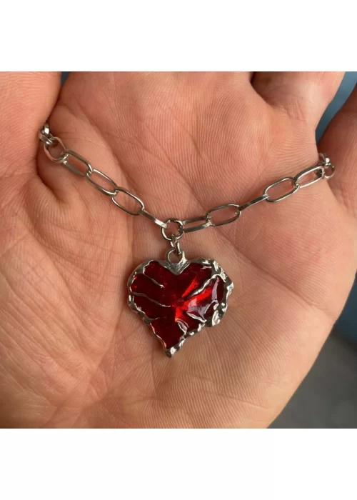 Kırmızı Reaper Heart Zincirli Kolye