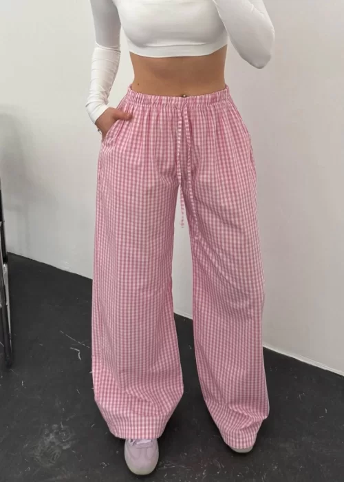 Pembe Kareli Sofıra Eşofman Altı