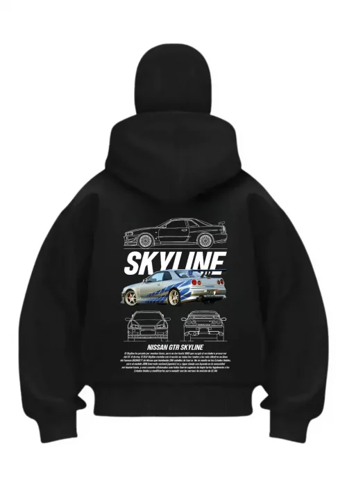 SkyLine Siyah Samuray Kar Maske Sweatshirt Hırka