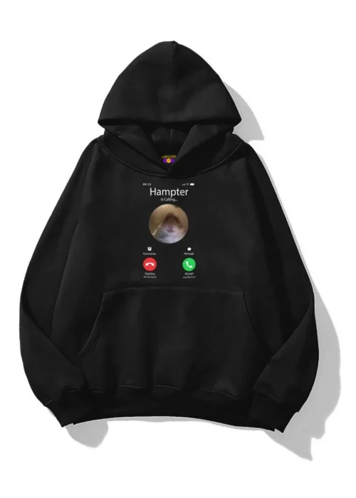 Unisex Hampter is Calling Sweatshirt Siyah