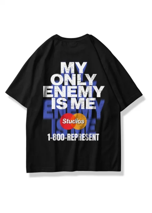 Unisex My Only Enemy is Me Tshirt Siyah