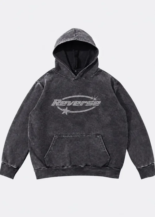Yıkamalı Unisex Oversize  Reverse Parıltılı Taş Baskılı Sweatshirt