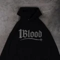 1Blood Siyah Taş Baskılı Oversize Unisex Kapüşonlu Sweatshirt