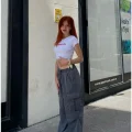 GRİ AŞIRI BOL KALIP Y2K KARGO CEP LASTİKLİ UNİSEX BAGGY