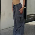 GRİ AŞIRI BOL KALIP Y2K KARGO CEP LASTİKLİ UNİSEX BAGGY