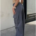 GRİ AŞIRI BOL KALIP Y2K KARGO CEP LASTİKLİ UNİSEX BAGGY
