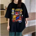 Siyah Renk Unisex Spider Cat Desenli Tişört