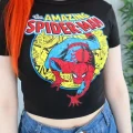 Y2k Spiderman Siyah The Amazing Spiderman Crop Top