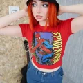 Kırmızı Spiderman Bisiklet Yaka Karakter Örümcek Adam Crop Top Bluz