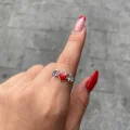 Gothic Kalp Heart Decor Çift Kanat Unisex Ayarlanabilir Yüzük