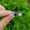 Gothic Kalp Heart Decor Çift Kanat Unisex Ayarlanabilir Yüzük