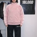 Çizgili Flower Pembe Oversize Unisex Ceket