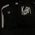 Korn Nakışlı Logolu Çizgili Siyah Ceket