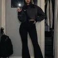 Yüksek Bel İspanyol Paça Siyah Vintage Jean
