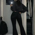 Yüksek Bel İspanyol Paça Siyah Vintage Jean