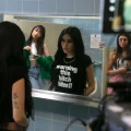 Siyah Warning This Bitch Baskılı Crop