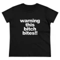 Siyah Warning This Bitch Baskılı Crop