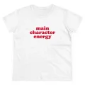 Beyaz Main Character Energy Baskılı Crop
