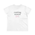 Beyaz Cunting Season Baskılı Crop