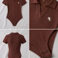 Kahverengi Polo Yaka Fitilli Likralı Premium Zıbın