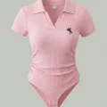 Pembe Polo Yaka Fitilli Likralı Premium Zıbın