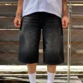 Antrasit Yıkamalı Baggy Jean Şort