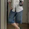 baggy mavi kot şort