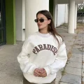 Beyaz Paradise Bisiklet Yaka Oversize Unisex