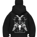 Big Devil Baskılı Siyah Samuray Kar Maske Sweatshirt Hırka