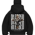 Blesed Baskılı Siyah Samuray Kar Maske Sweatshirt Hırka