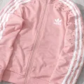 Çizgili Flower Pembe Oversize Unisex Ceket