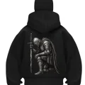 Cry Sword Baskılı Siyah Samuray Kar Maske Sweatshirt Hırka